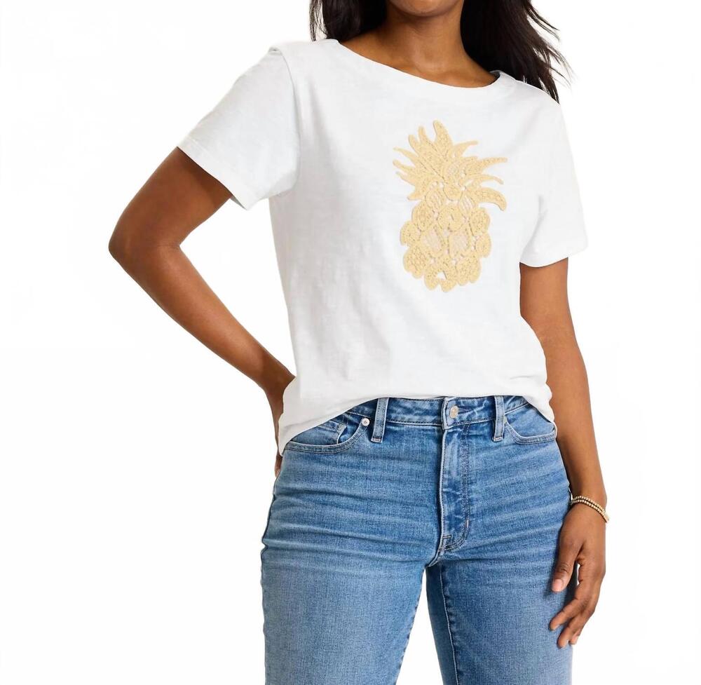 NEW TOMMY BAHAMA crochet pineapple lux tee in white